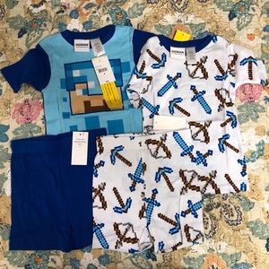 Minecraft Boys Girls Pajamas Set 6 Short Shirt NWT